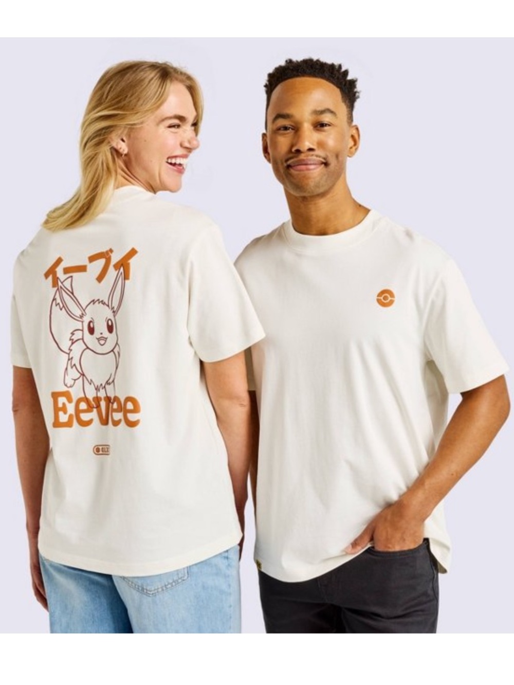 NWT Pokemon x Target ltd Ed Eevee Graphic Tee - Cream with Rust Print - L